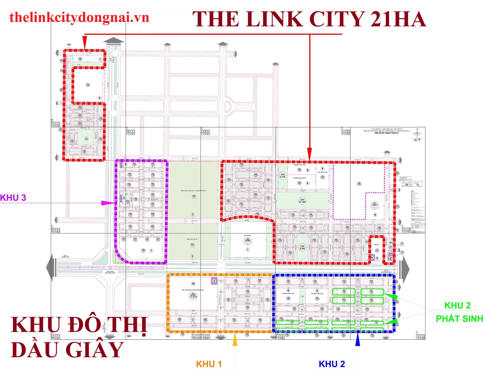Sơ đồ quy hoạch, bản đồ dự án khu dân cư Dầu Giây ở tỉnh Đồng Nai