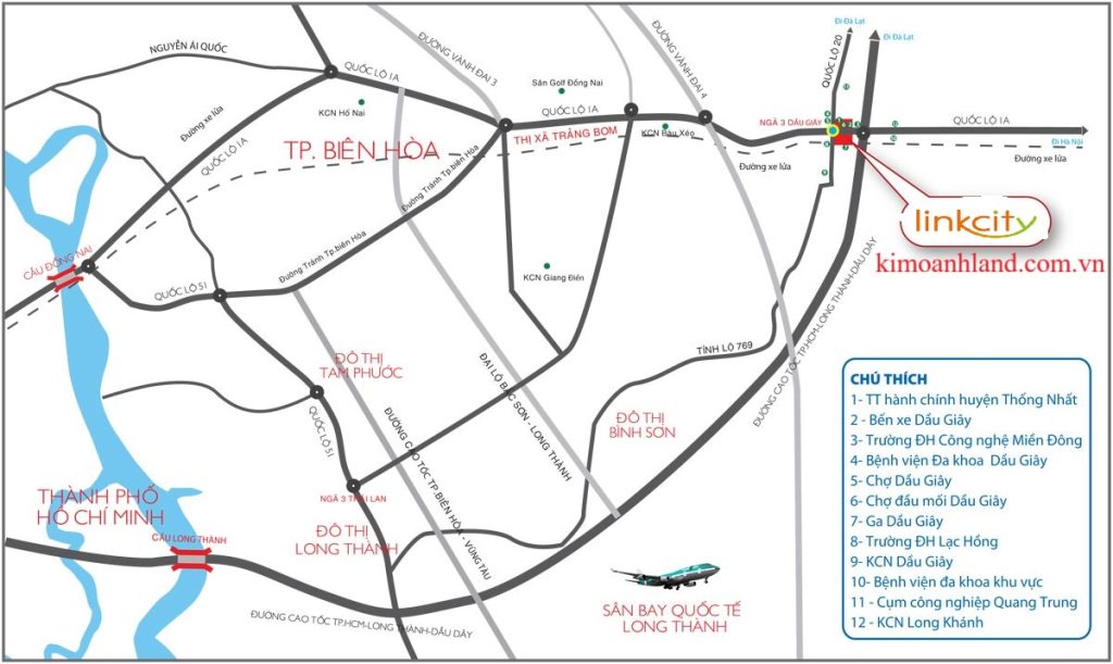 vị trí dự án Dầu Giây The Link City Đồng Nai - Kim Oanh Group