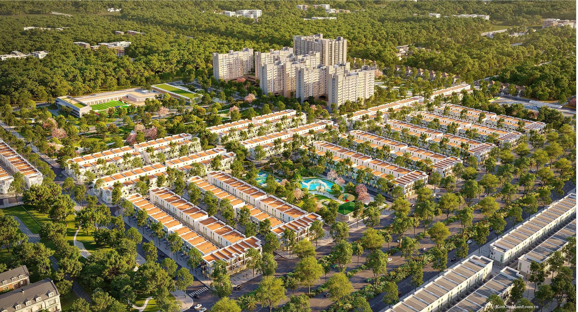Phối cảnh dự án The Link City tọa lạc ngay trung tâm hành chính Dầu Giây.